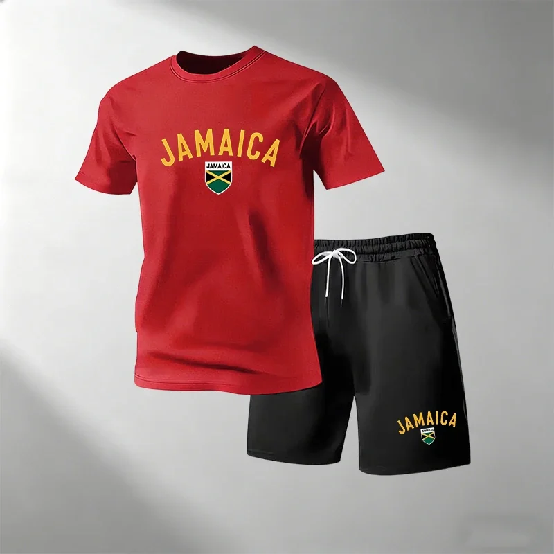 Outdoor Sports Leisure - JAMAICA Sommer-Freizeit-T-Shirt-Sets für Herren, O-Ausschnitt, Kurzarm