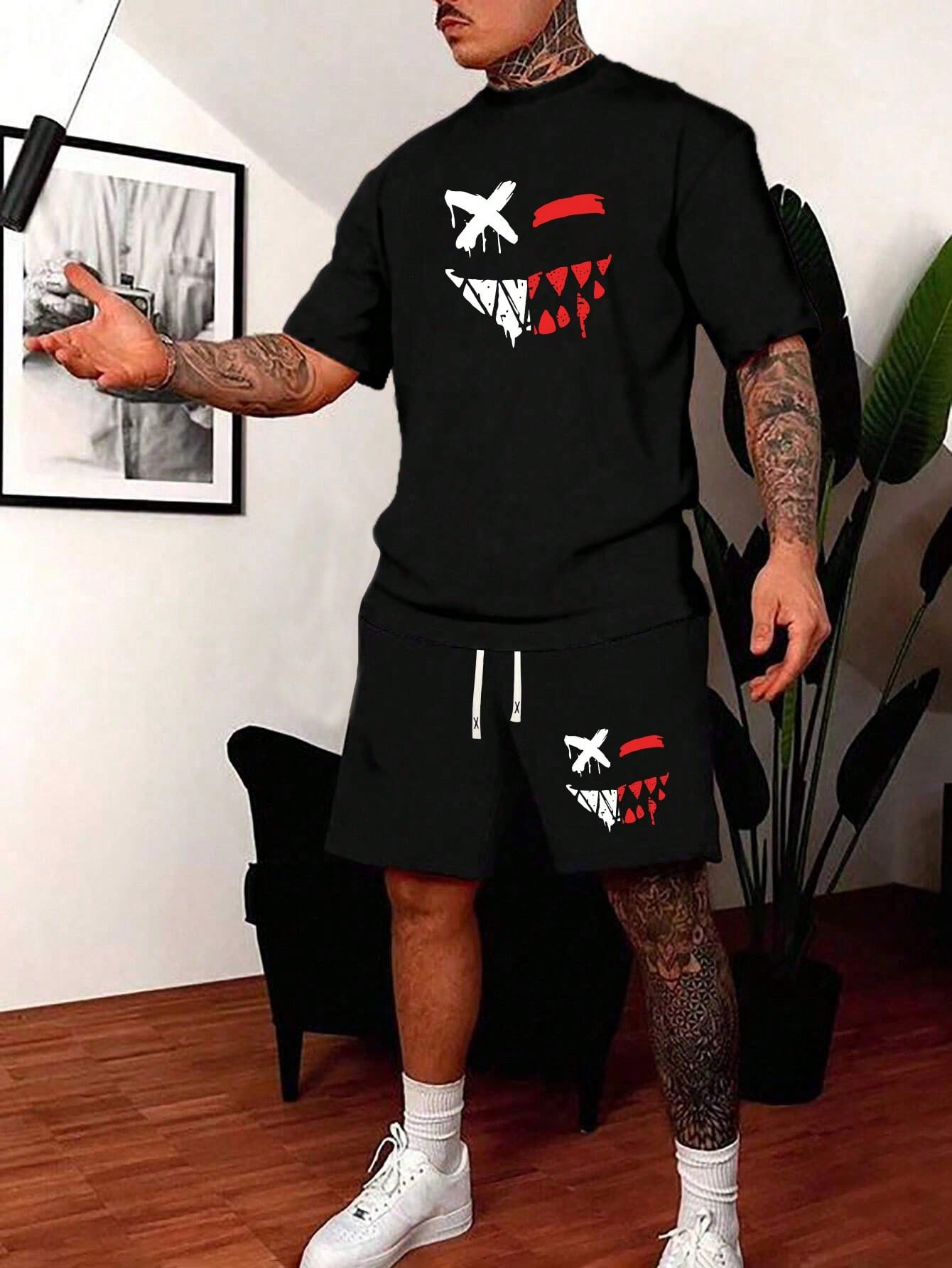 Outdoor Sports Leisure - Neues Herbst-Winter Herren Business-Casual T-Shirt-Shorts-Set Fitness