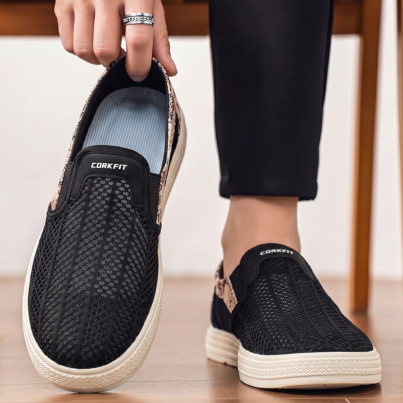 Outdoor Sports Leisure - Sommerliche Herren-Hausschuhe aus perforiertem Mesh, atmungsaktive