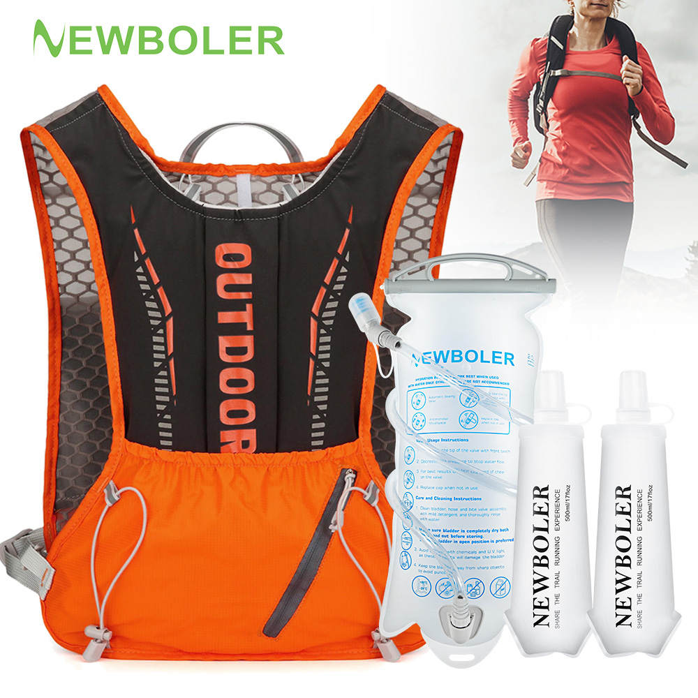Trail Running Vest - NEWBOLER Outdoor-Sport-Lauftasche, atmungsaktiv, Trinkrucksack, Jogging-Rucksack, leichter